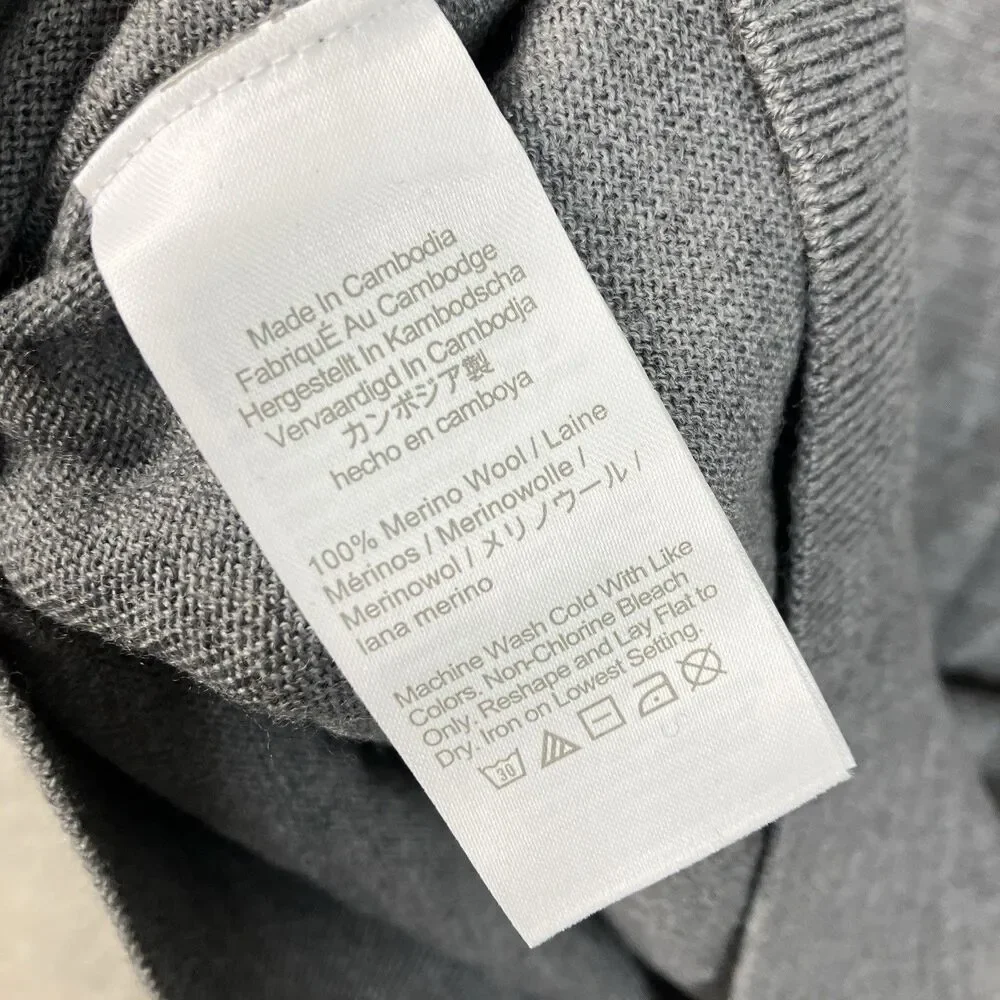 J Crew V Neck Sweater Mens XL 100% Merino Wool Gray Lightweight Preppy AD337